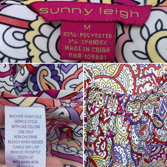 Sunny Leigh Boho Colorful Paisley LSleeve Blouse M - Picture 10 of 13